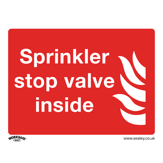 Sprinkler Stop Valve - Safe Conditions Safety Sign - Self-Adhesive Vinyl - Pack of 10