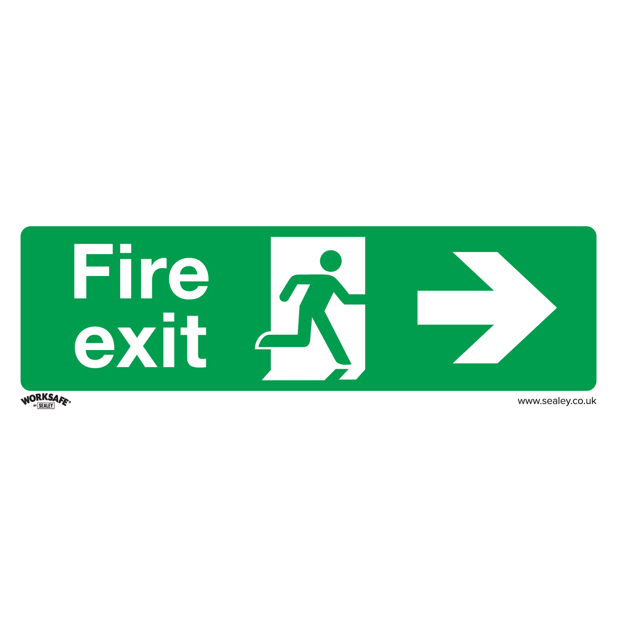 Fire Exit (Right) - Safe Conditions Safety Sign - Rigid Plastic - Pack of 10