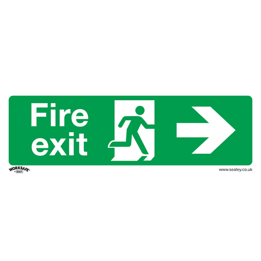 Fire Exit (Right) - Safe Conditions Safety Sign - Rigid Plastic - Pack of 10