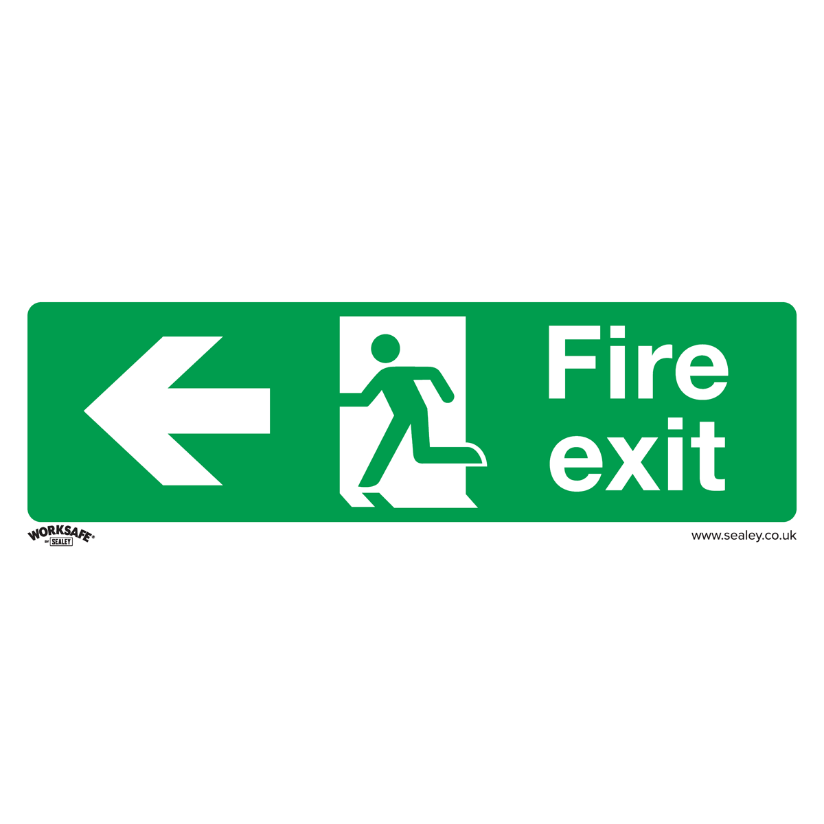 Fire Exit (Left) - Safe Conditions Safety Sign - Rigid Plastic - Pack of 10