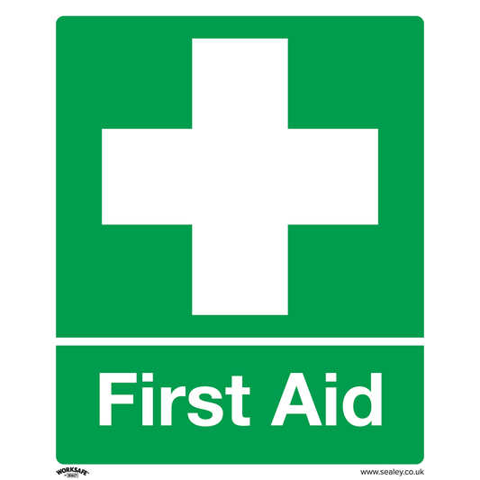 First Aid - Safety Sign - Self-Adhesive Vinyl - Pack of 10