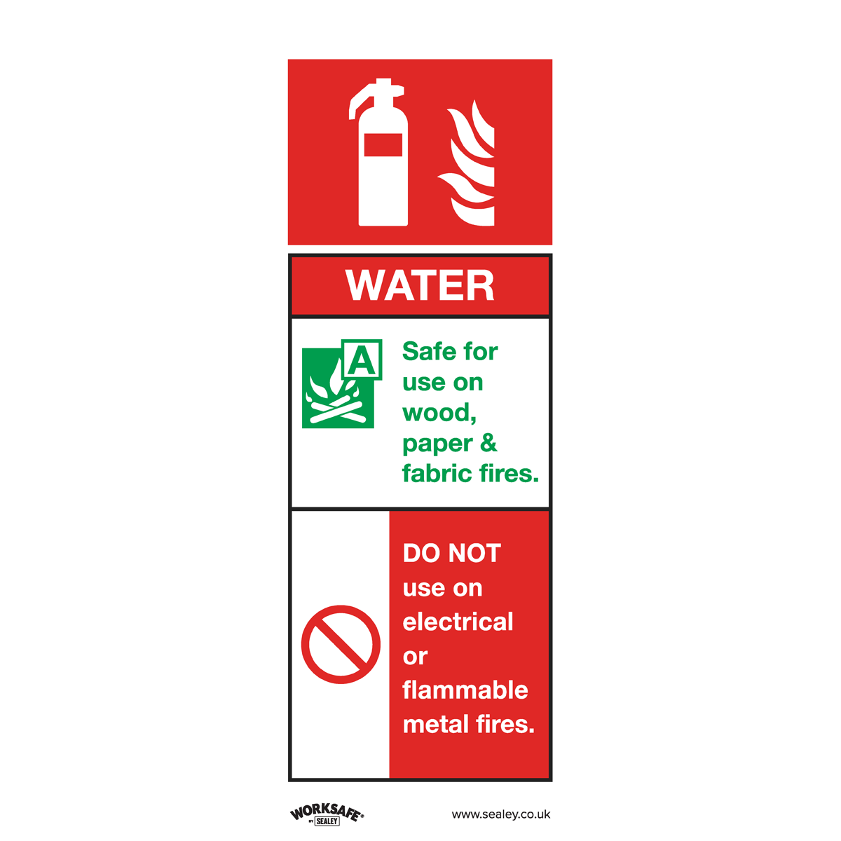 Water Fire Extinguisher - Safe Conditions Safety Sign - Rigid Plastic - Pack of 10