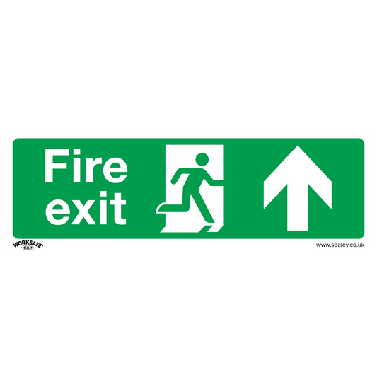 Fire Exit (Up) - Safe Conditions Safety Sign - Self-Adhesive Vinyl