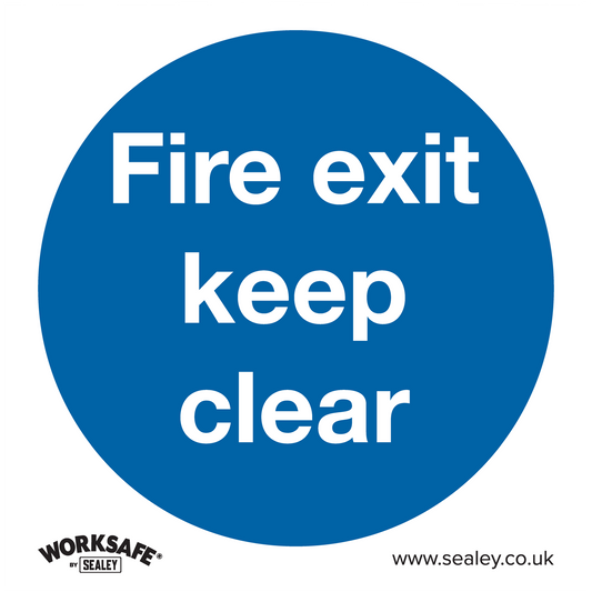 Fire Exit Keep Clear - Mandatory Safety Sign - Self-Adhesive Vinyl - Pack of 10