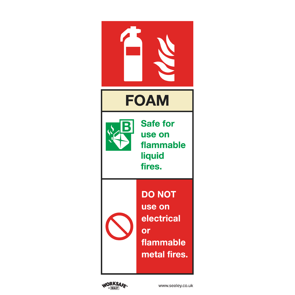 Foam Fire Extinguisher - Safe Conditions Safety Sign - Rigid Plastic - Pack of 10