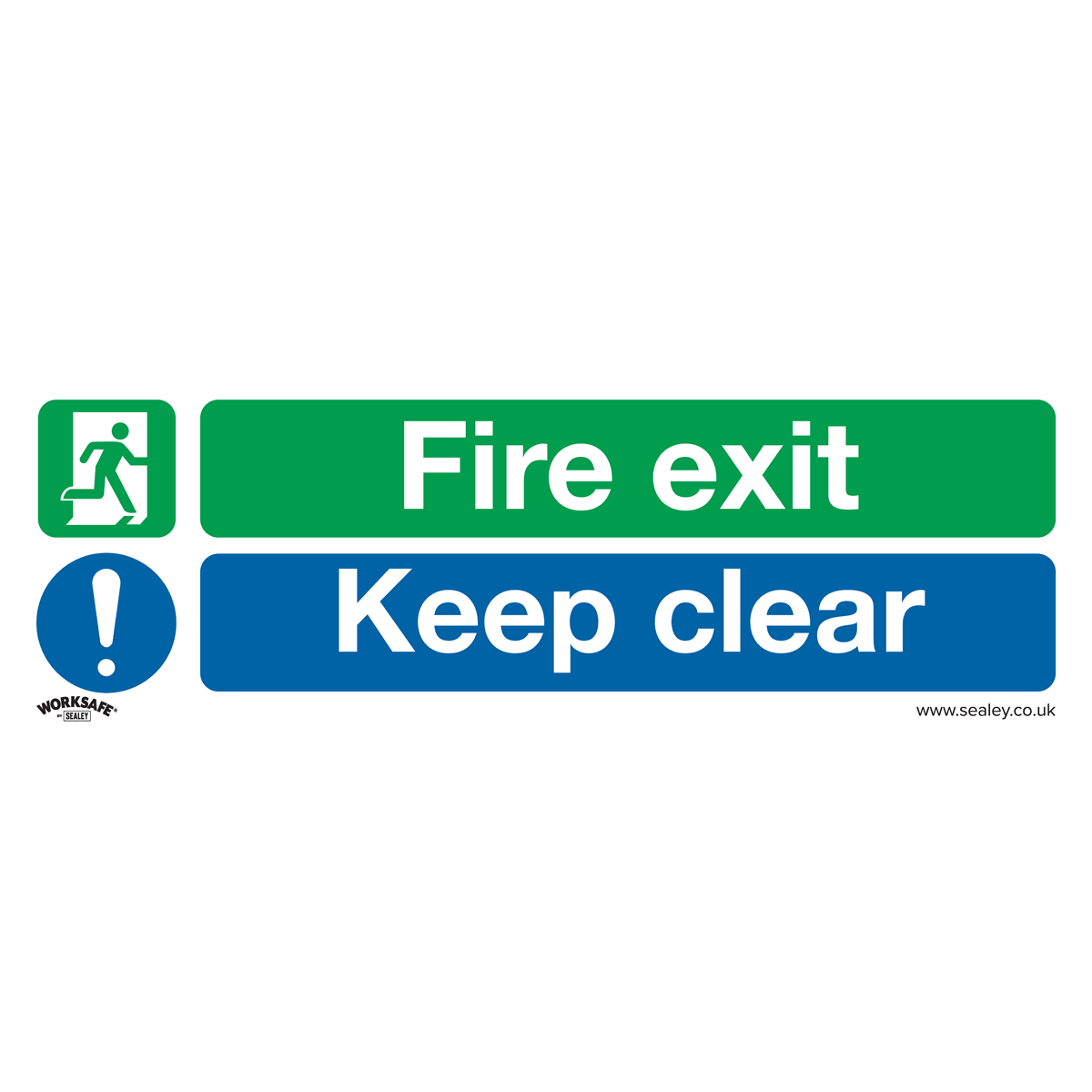 Fire Exit Keep Clear (Large) - Safe Conditions Safety Sign - Rigid Plastic - Pack of 10