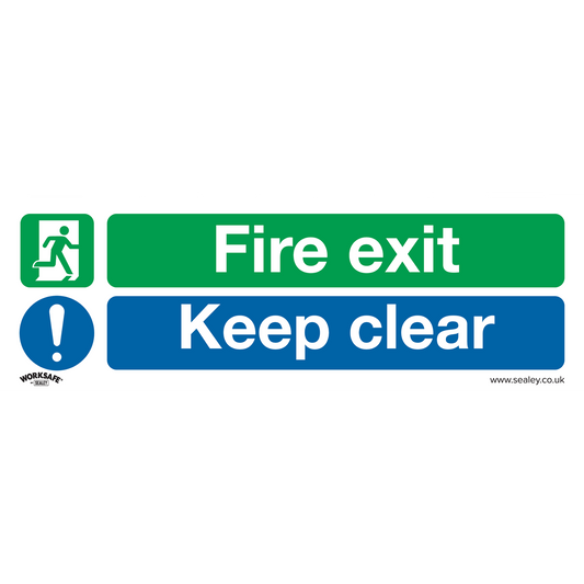 Fire Exit Keep Clear (Large) - Safe Conditions Safety Sign - Rigid Plastic - Pack of 10