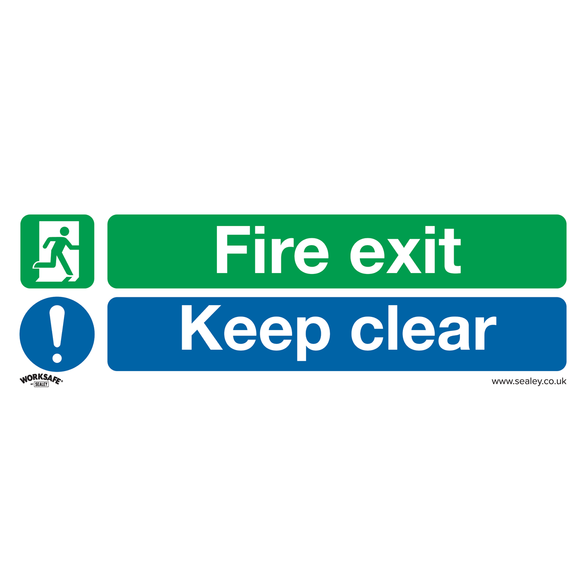 Fire Exit Keep Clear (Large) - Safe Conditions Safety Sign - Self-Adhesive Vinyl - Pack of 10