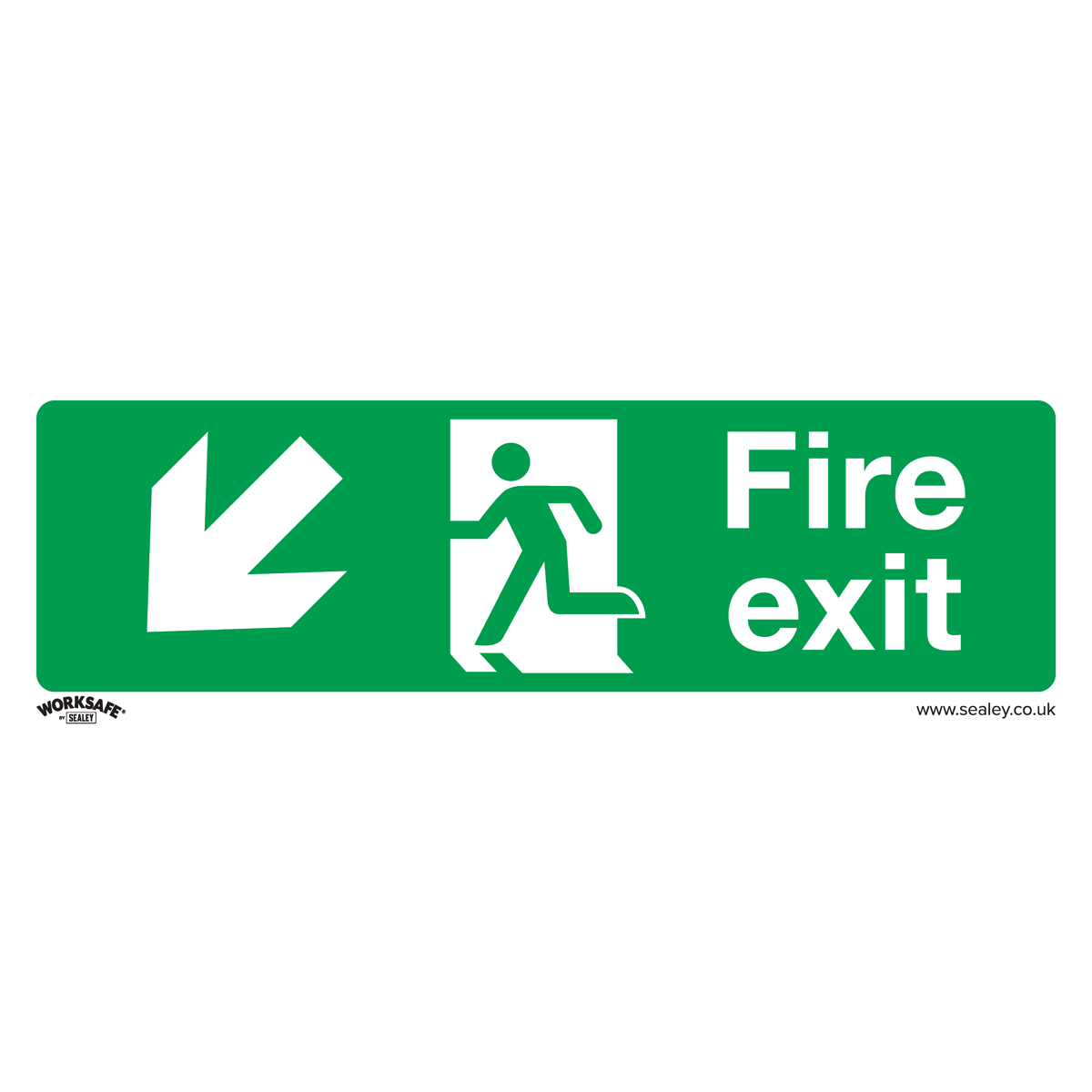 Fire Exit (Down Left) - Safe Conditions Safety Sign - Rigid Plastic - Pack of 10