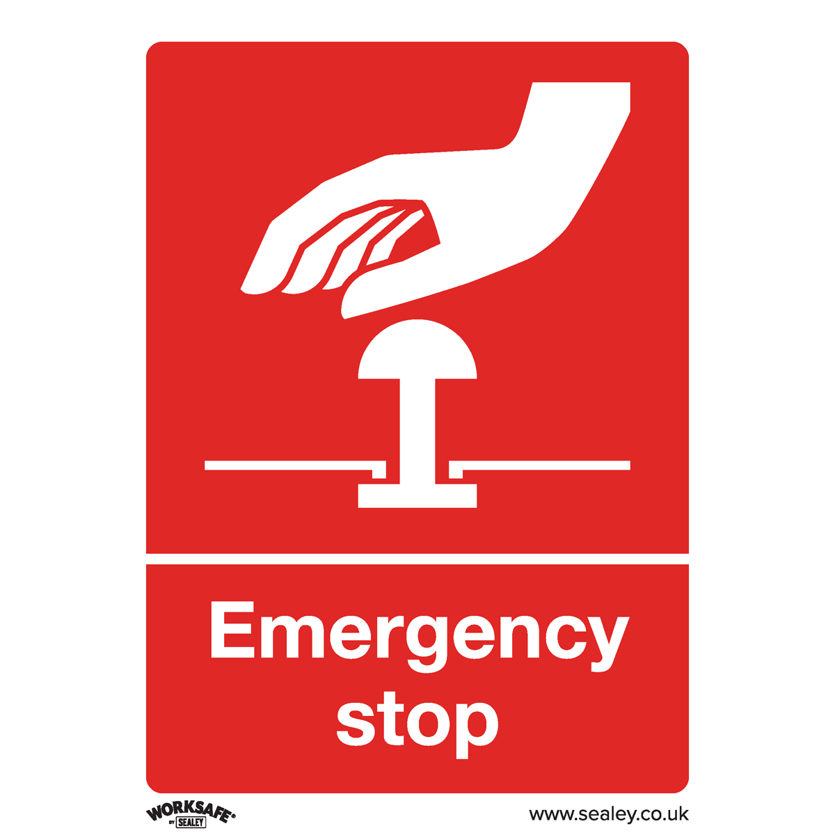 Emergency Stop - Safe Conditions Safety Sign - Rigid Plastic - Pack of 10