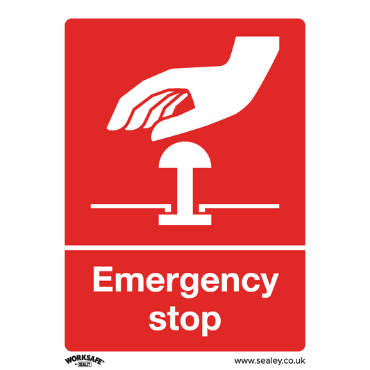 Emergency Stop - Safe Conditions Safety Sign - Rigid Plastic