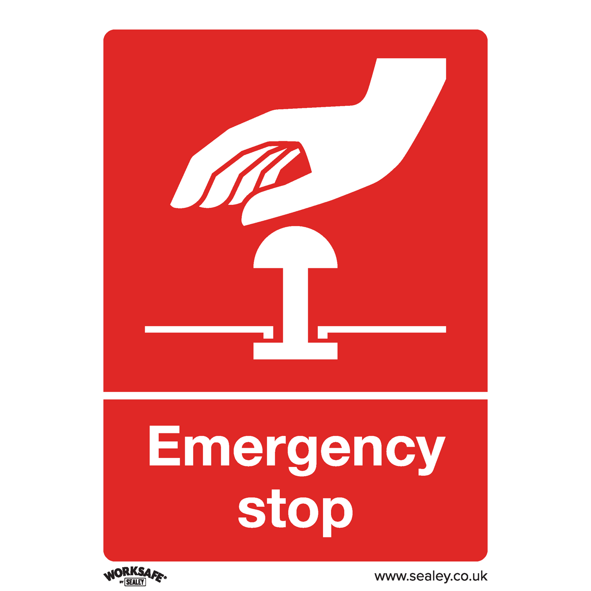 Emergency Stop - Safe Conditions Safety Sign - Self-Adhesive Vinyl