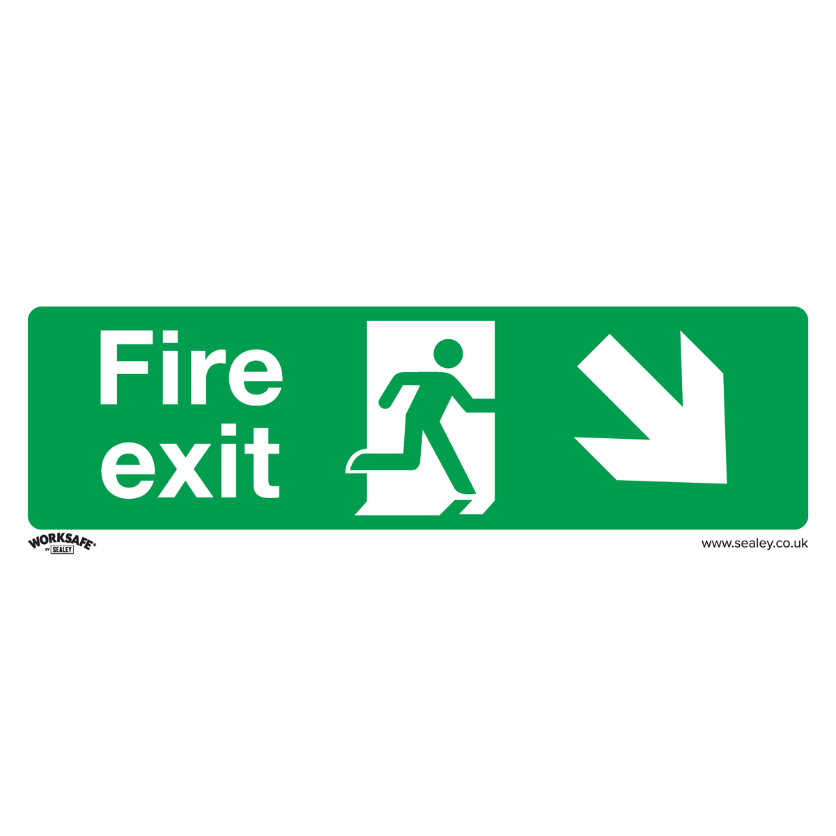 Fire Exit (Down Right) - Safe Conditions Safety Sign - Rigid Plastic - Pack of 10