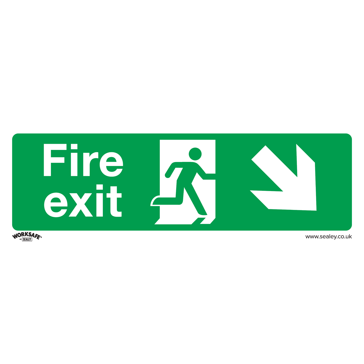 Fire Exit (Down Right) - Safe Conditions Safety Sign - Self-Adhesive Vinyl - Pack of 10