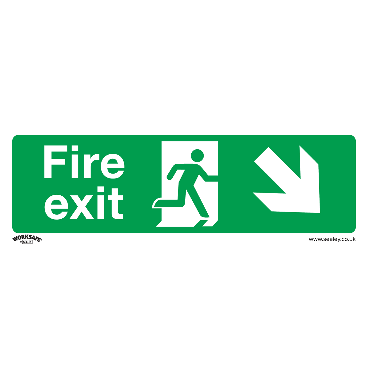 Fire Exit (Down Right) - Safe Conditions Safety Sign - Self-Adhesive Vinyl