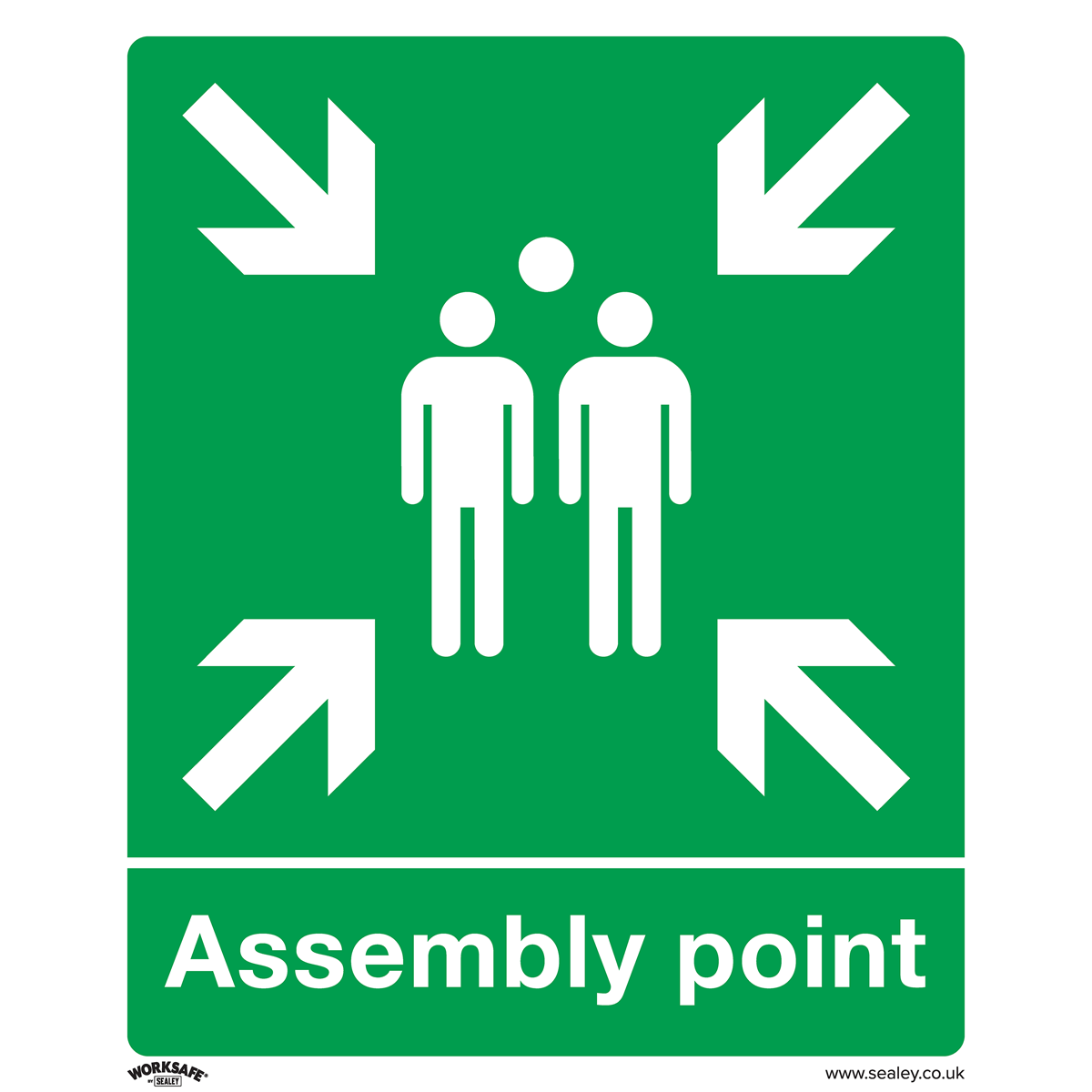 Assembly Point - Safe Conditions Safety Sign - Rigid Plastic - Pack of 10