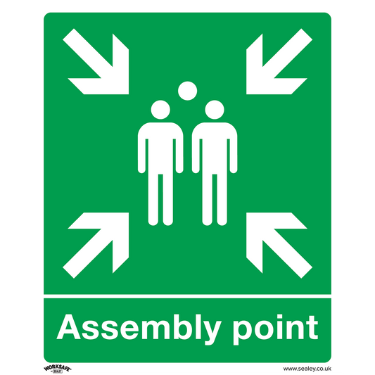 Assembly Point - Safe Conditions Safety Sign - Rigid Plastic - Pack of 10