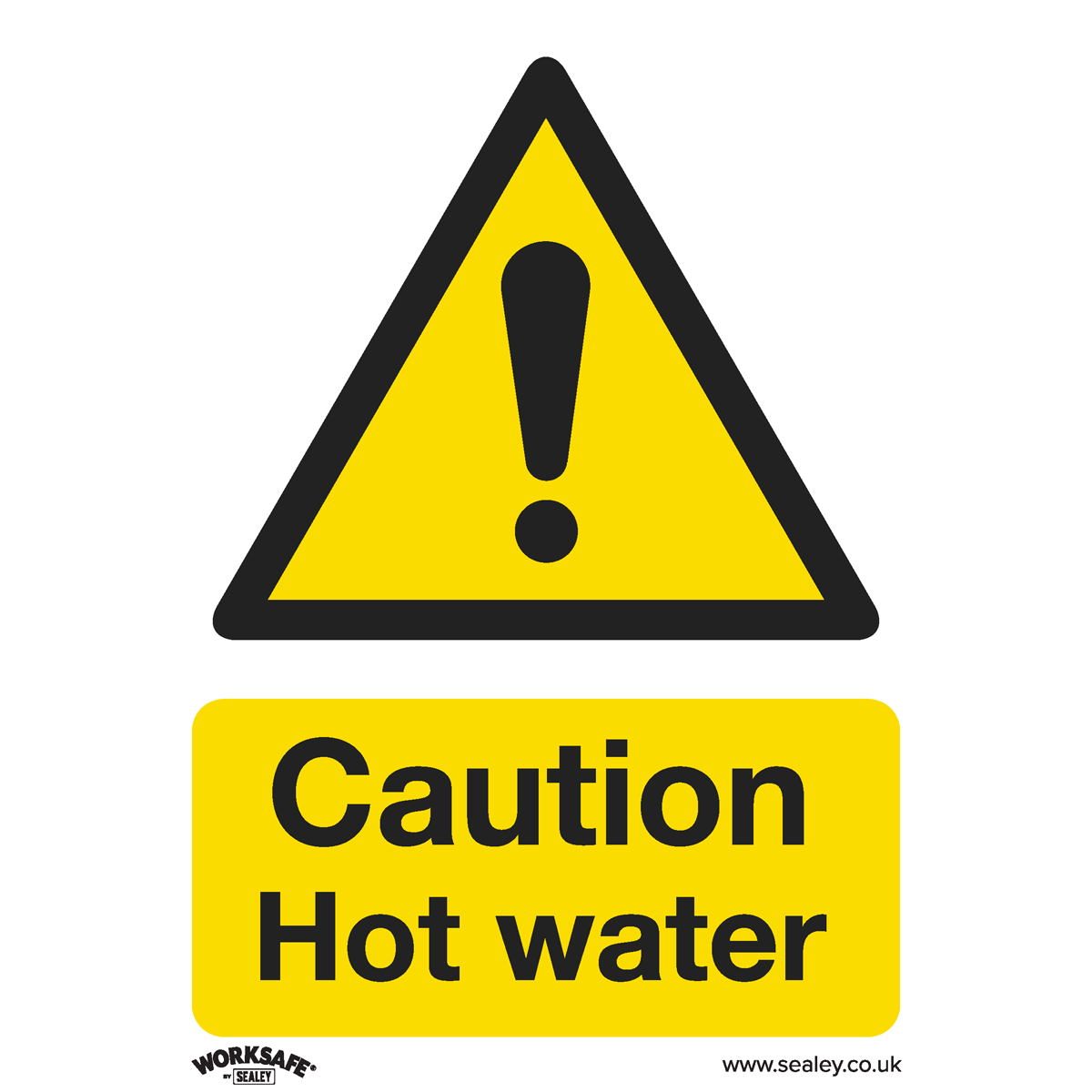 Caution Hot Water - Warning Safety Sign - Rigid Plastic - Pack of 10