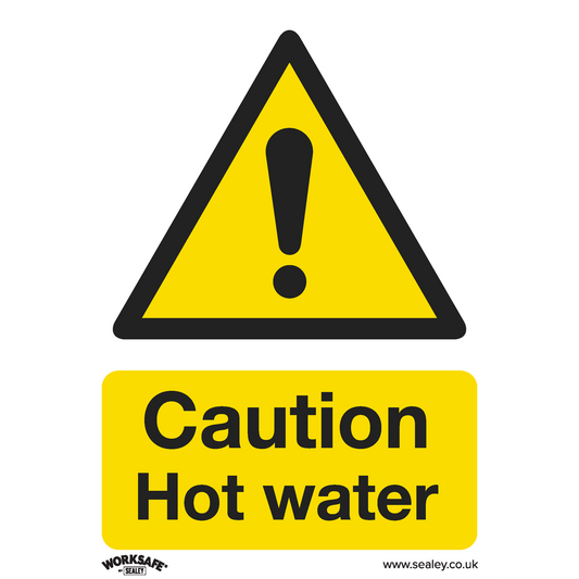 Caution Hot Water - Warning Safety Sign - Rigid Plastic