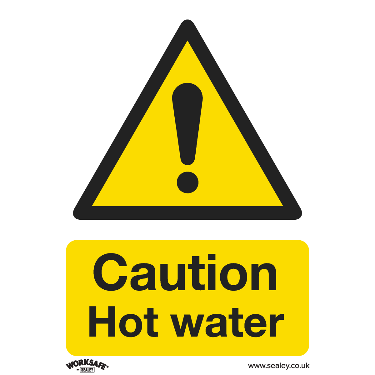 Caution Hot Water - Warning Safety Sign - Self-Adhesive Vinyl - Pack of 10