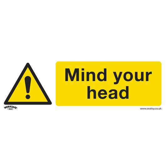 Mind Your Head - Warning Safety Sign - Rigid Plastic - Pack of 10