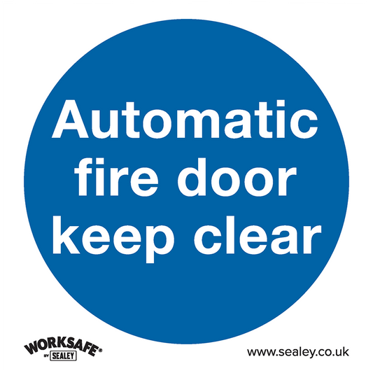 Automatic Fire Door Keep Clear - Mandatory Safety Sign - Rigid Plastic - Pack of 10