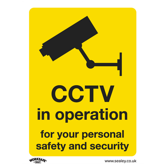 CCTV - Warning Safety Sign - Rigid Plastic - Pack of 10