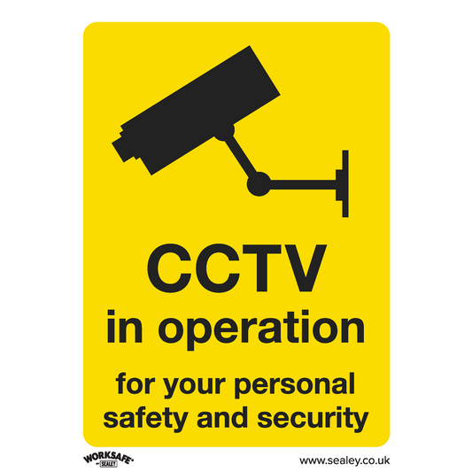 CCTV - Warning Safety Sign - Self-Adhesive Vinyl - Pack of 10