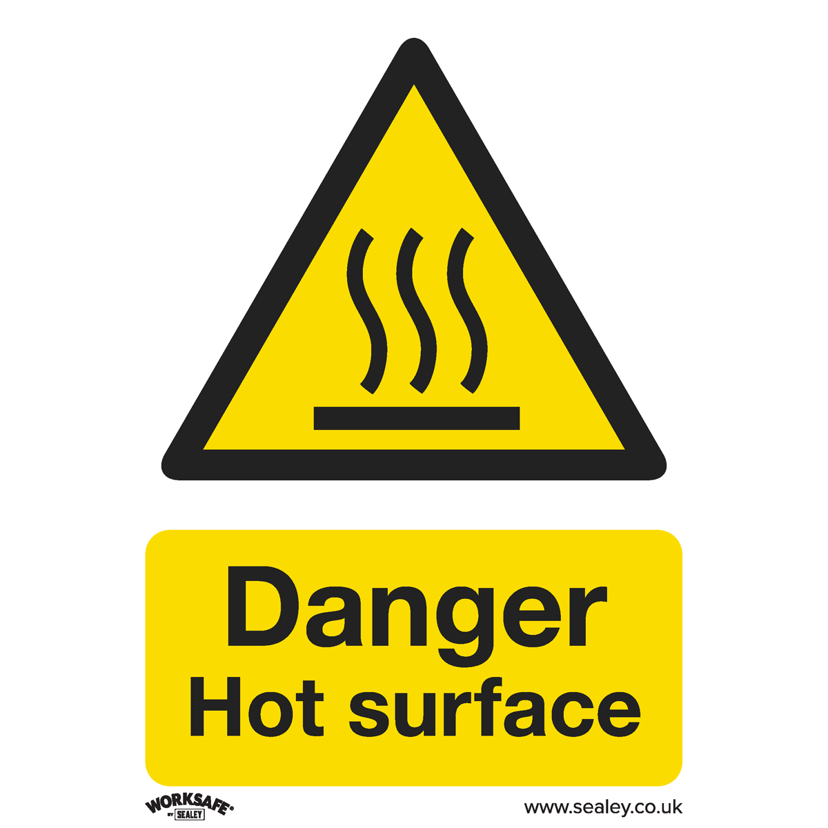 Danger Hot Surface - Warning Safety Sign - Rigid Plastic - Pack of 10