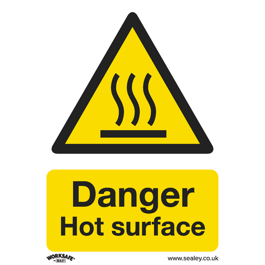 Danger Hot Surface - Warning Safety Sign - Rigid Plastic - Pack of 10