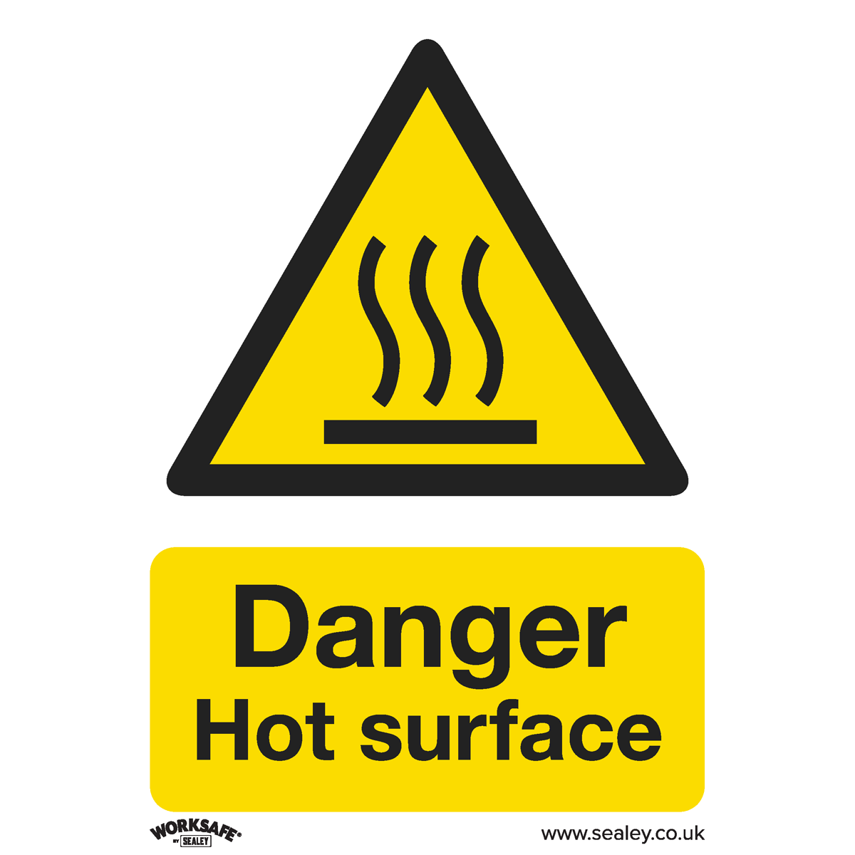 Danger Hot Surface - Warning Safety Sign - Self-Adhesive Vinyl - Pack of 10