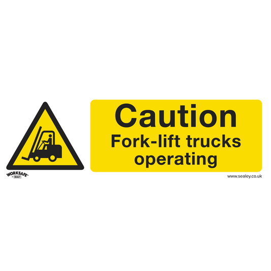 Caution Fork-Lift Trucks - Warning Safety Sign - Rigid Plastic