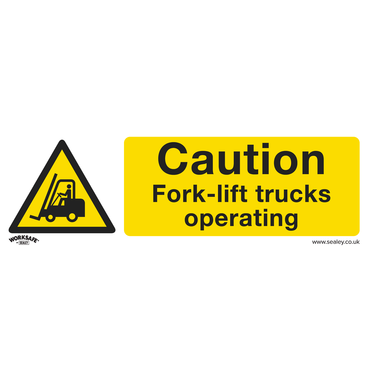 Caution Fork-Lift Trucks - Warning Safety Sign - Self-Adhesive Vinyl - Pack of 10