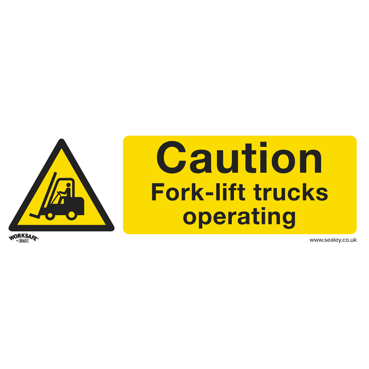 Caution Fork-Lift Trucks - Warning Safety Sign - Self-Adhesive Vinyl