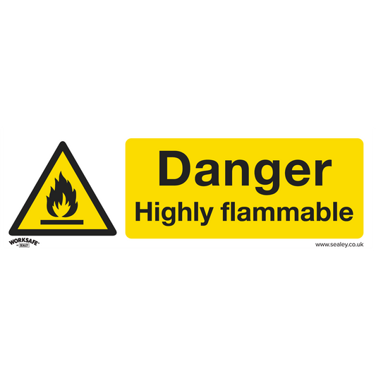 Danger Highly Flammable - Warning Safety Sign - Rigid Plastic - Pack of 10