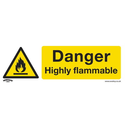 Danger Highly Flammable - Warning Safety Sign - Rigid Plastic