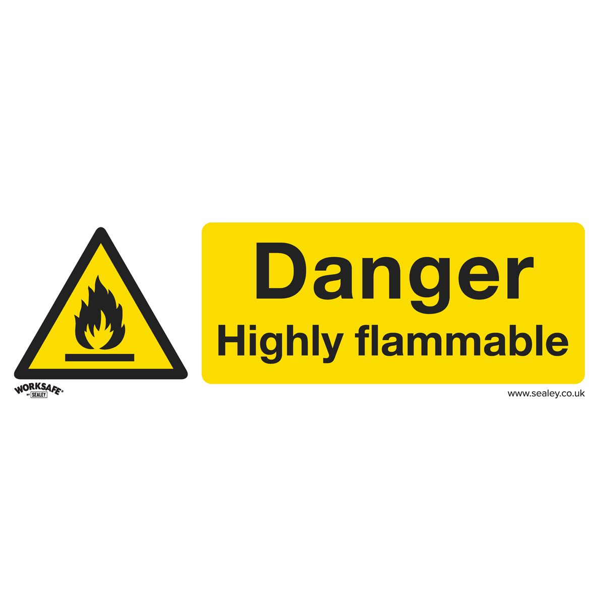 Danger Highly Flammable - Warning Safety Sign - Self-Adhesive Vinyl - Pack of 10