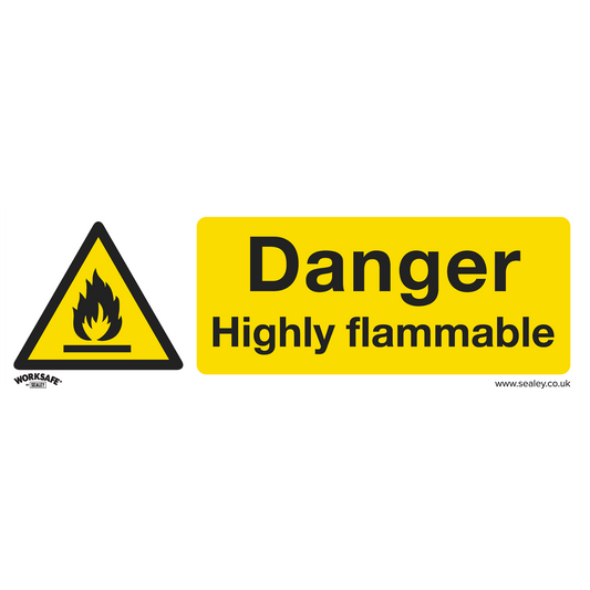 Danger Highly Flammable - Warning Safety Sign - Self-Adhesive Vinyl