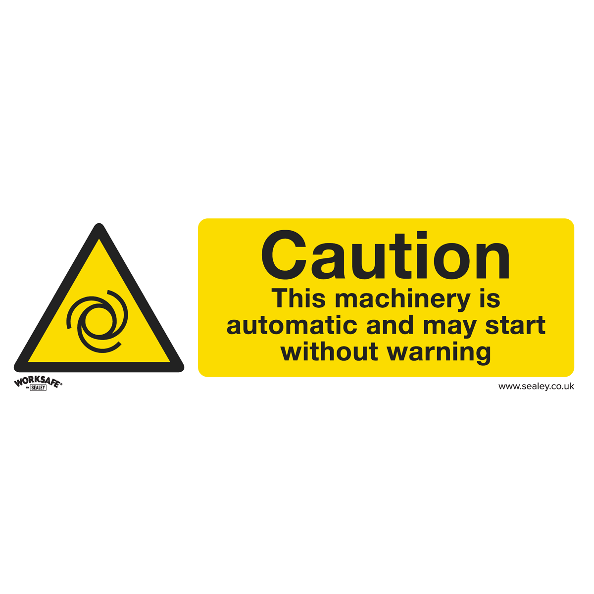 Caution Automatic Machinery - Warning Safety Sign - Rigid Plastic - Pack of 10