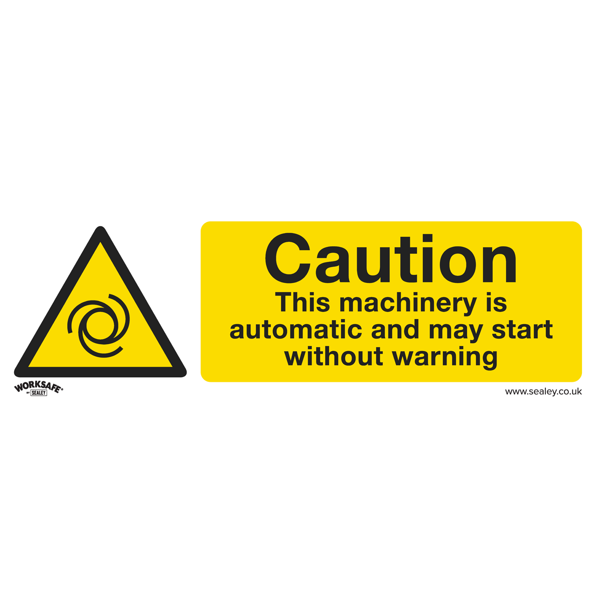 Caution Automatic Machinery - Warning Safety Sign - Self-Adhesive Vinyl - Pack of 10