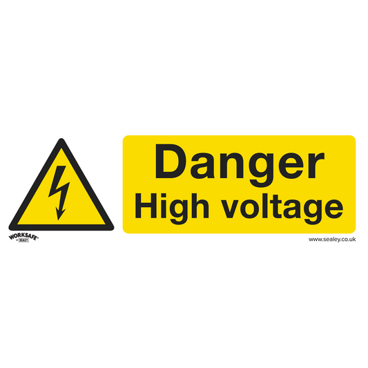 Danger High Voltage - Warning Safety Sign - Rigid Plastic - Pack of 10