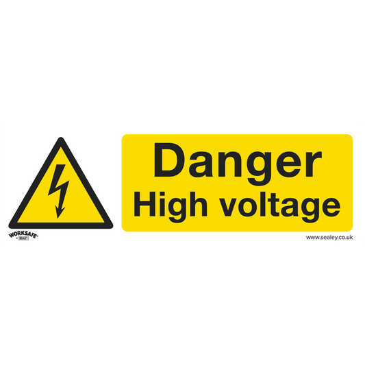 Danger High Voltage - Warning Safety Sign - Self-Adhesive Vinyl - Pack of 10