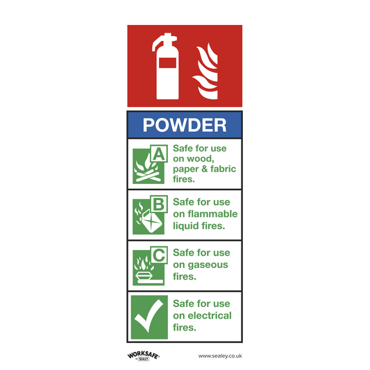 Powder Fire Extinguisher - Safe Conditions Safety Sign - Rigid Plastic