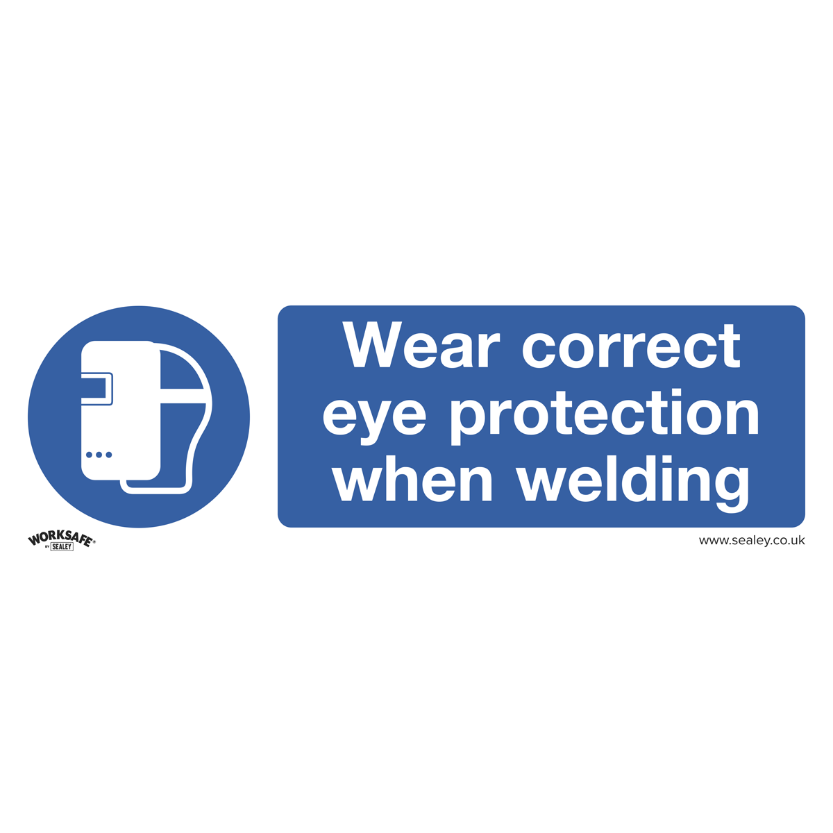 Wear Eye Protection When Welding - Mandatory Safety Sign - Rigid Plastic - Pack of 10