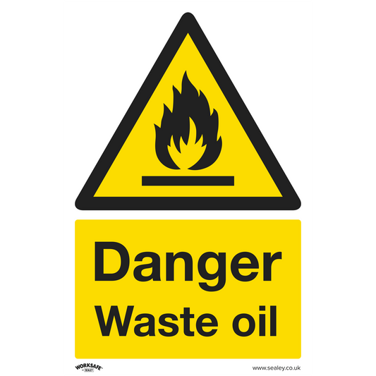 Danger Waste Oil - Warning Safety Sign - Self-Adhesive Vinyl