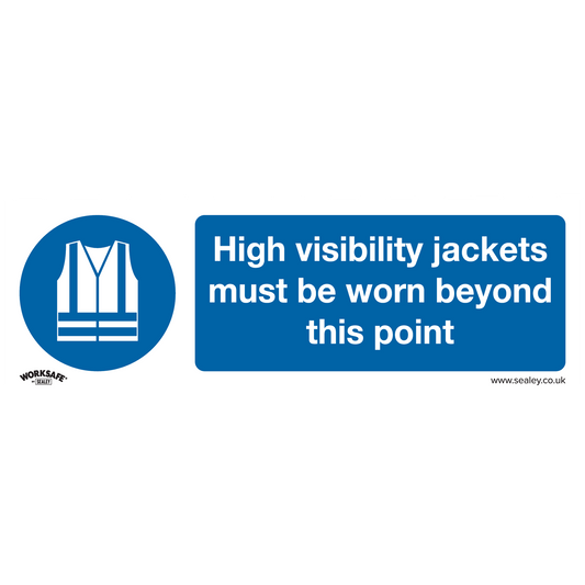 High Visibility Jackets Must Be Worn Beyond This Point - Mandatory Safety Sign - Rigid Plastic - Pack of 10