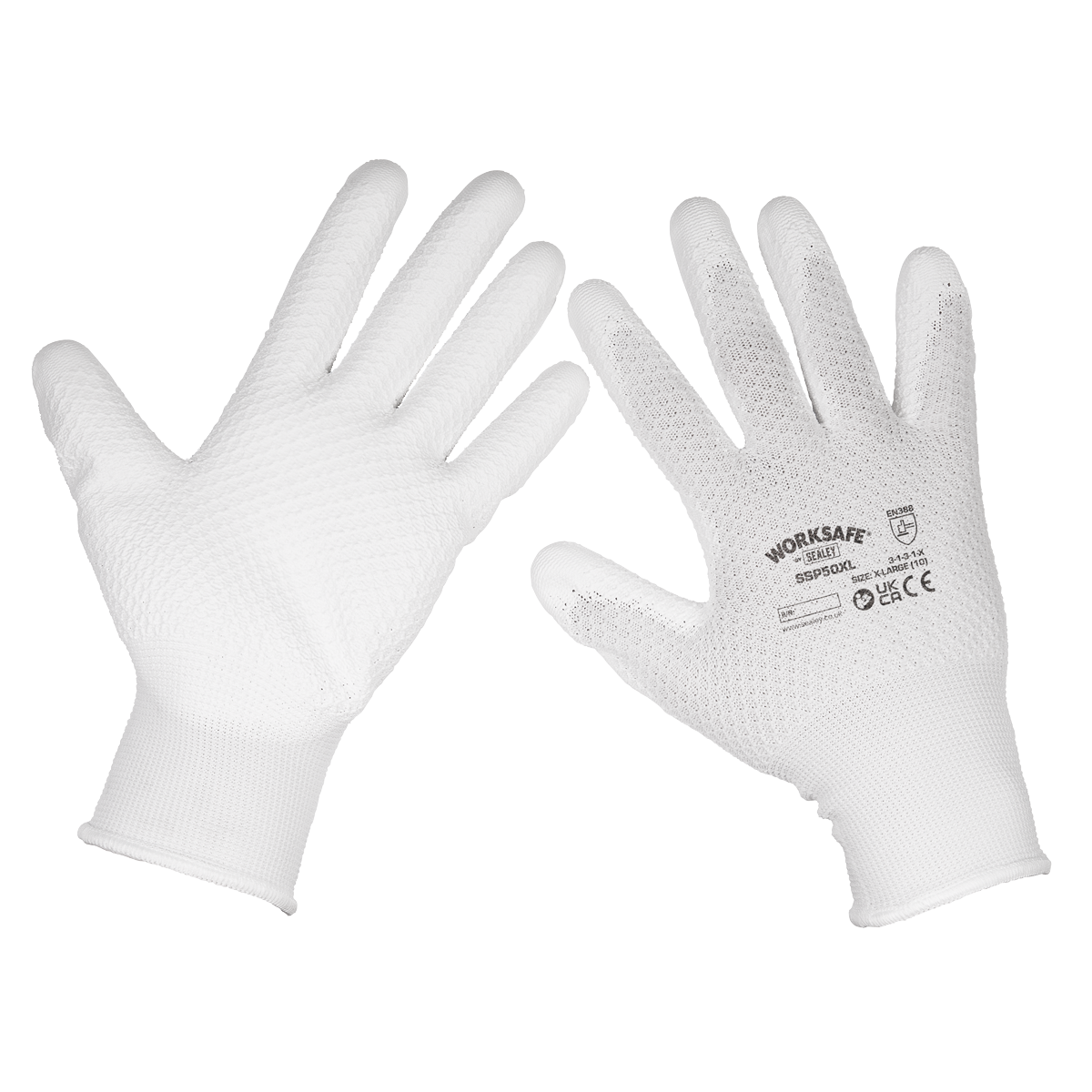 White Precision Grip gloves - (X-Large) - Pack of 6 Pairs