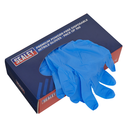 Premium Powder-Free Disposable Nitrile Gloves - Large - Pack of 100