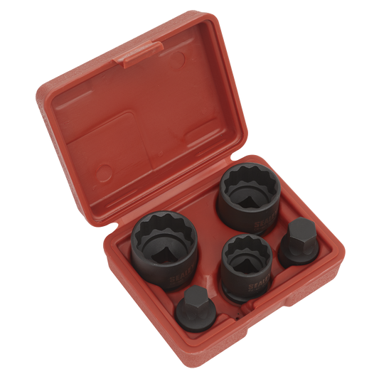 5pc 1/2"Sq Drive 12-Point Impact Hub Socket & Socket Bit Set