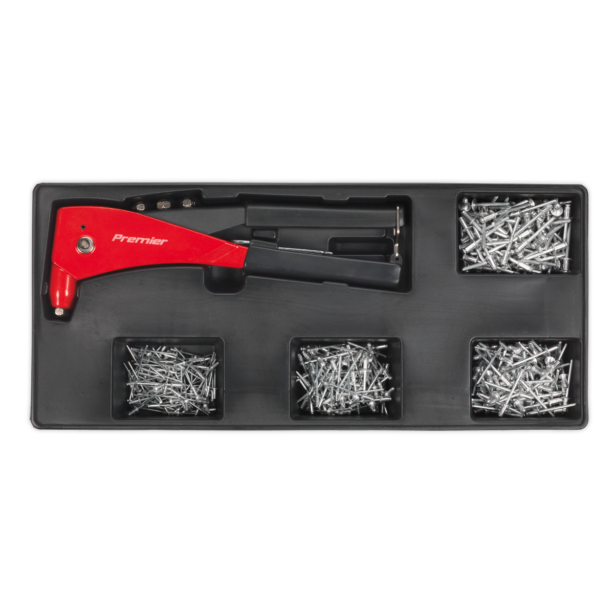 Riveter & Assorted Rivet Set with Tool Tray